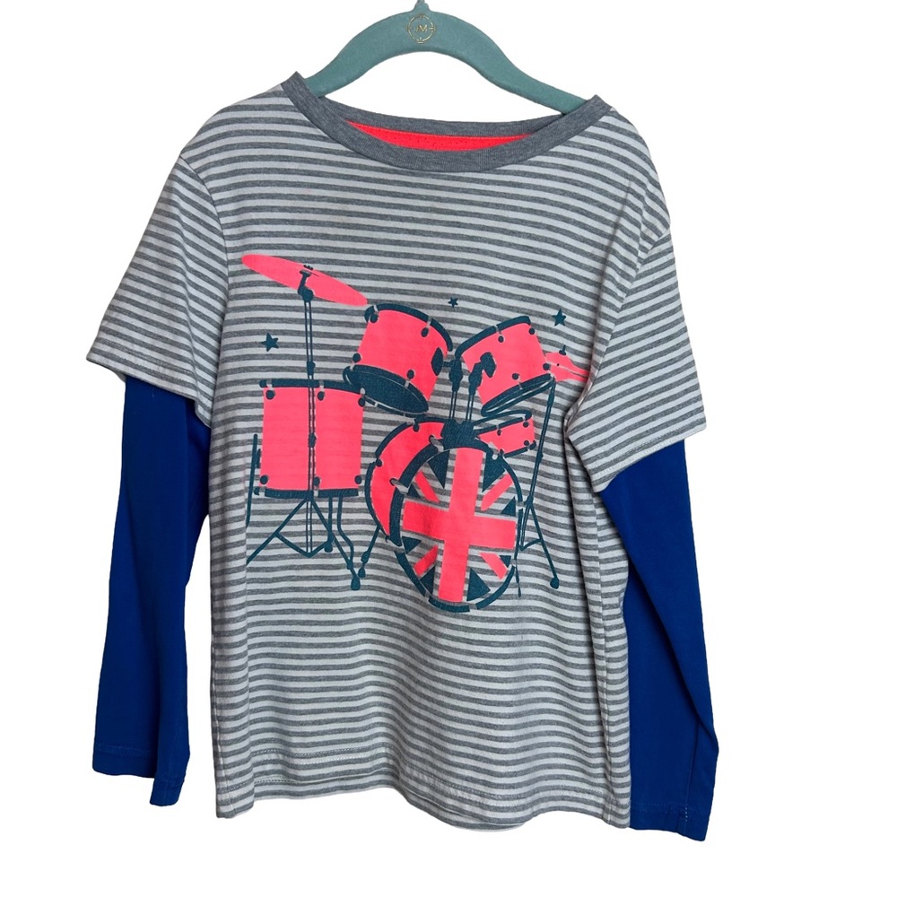 Mini Boden Striped U.K. Drum Set Tee Shirt Youth Size 6-7